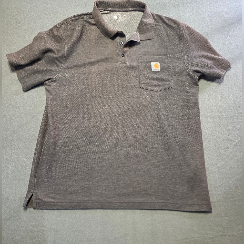 Carhartt Men's Gray Polo Shirt Size L Loose EUC - Picture 2 of 5
